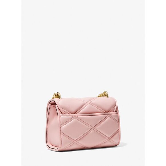 NWT MICHAEL KORS Serena Small Flap Studded Crossbody Bag in Powder Blush - Picture 3 of 12